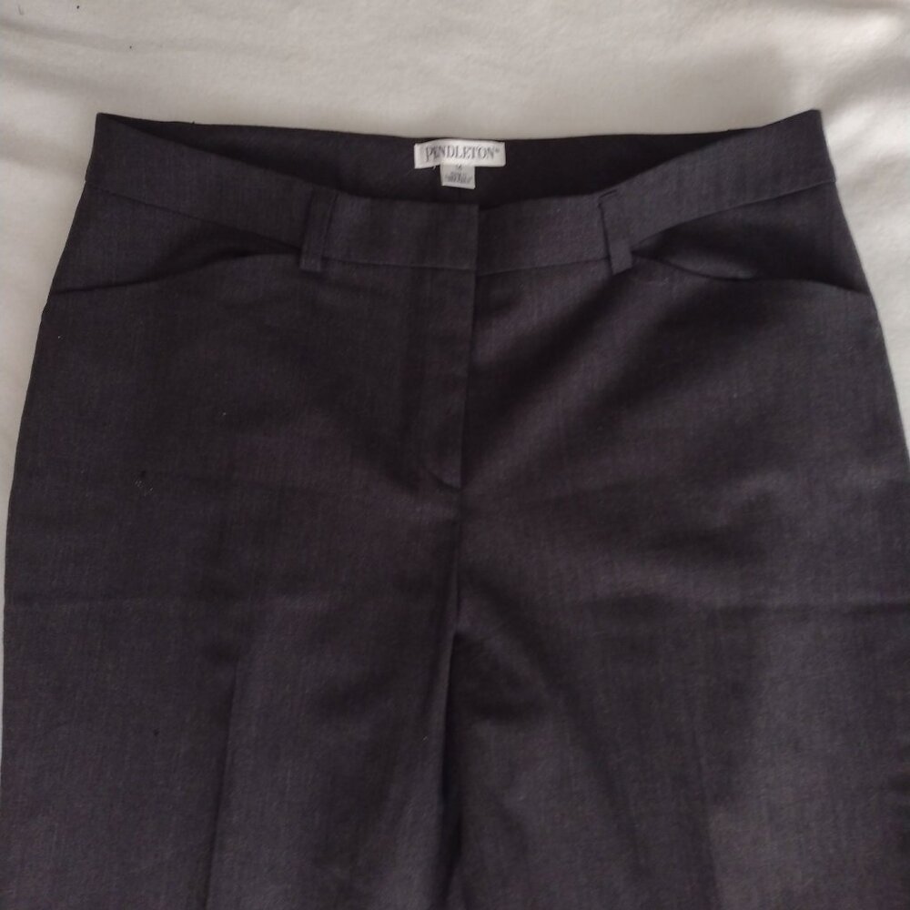 Pendleton Wool Blend Dress Pants 14 Vtg Gray Straight Leg Stretch Trousers L - Picture 4 of 10